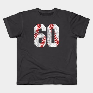 Vintage #60 Baseball Laces Baseball Mom Jersey Love Baseball Kids T-Shirt